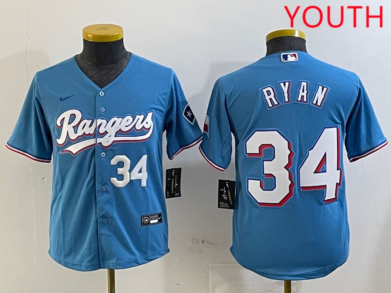 Youth Texas Rangers #34 Ryan Light Blue Game 2025 Nike MLB Jersey style 6->youth mlb jersey->Youth Jersey